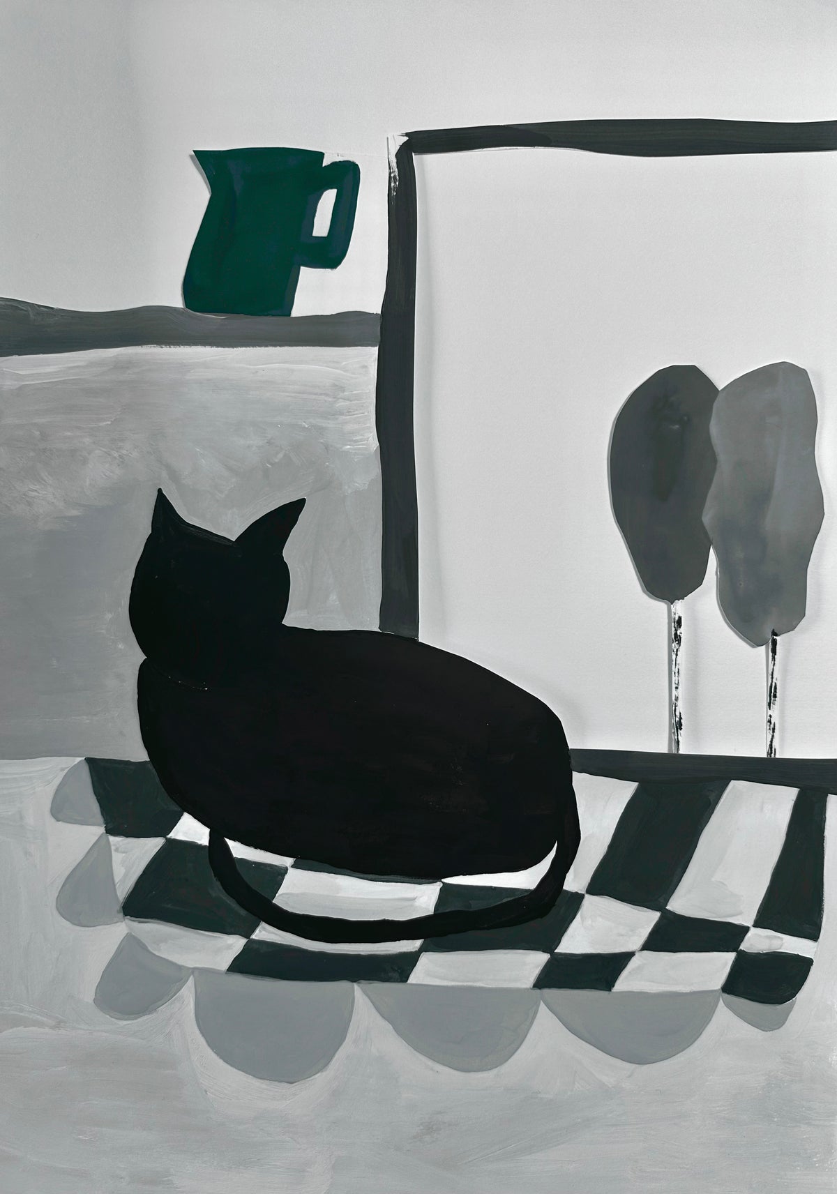 Print DIE KATZE AUF DEM KÜCHENTISCH sz/w 21x30