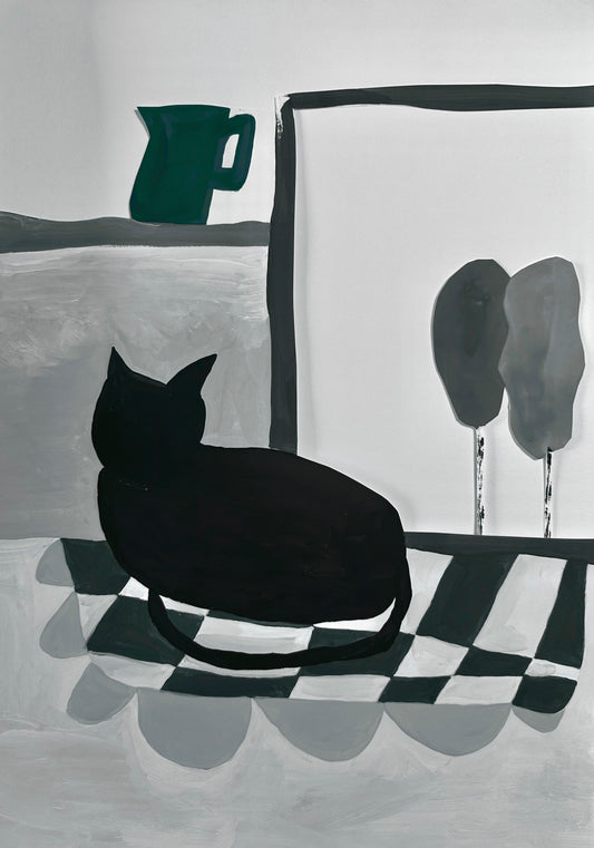 Print DIE KATZE AUF DEM KÜCHENTISCH sz/w 21x30